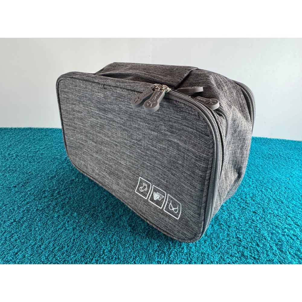 Travel Cosmetic Bag Organizer Dark Gray Zippered Toiletry Case Storage Pouch‎